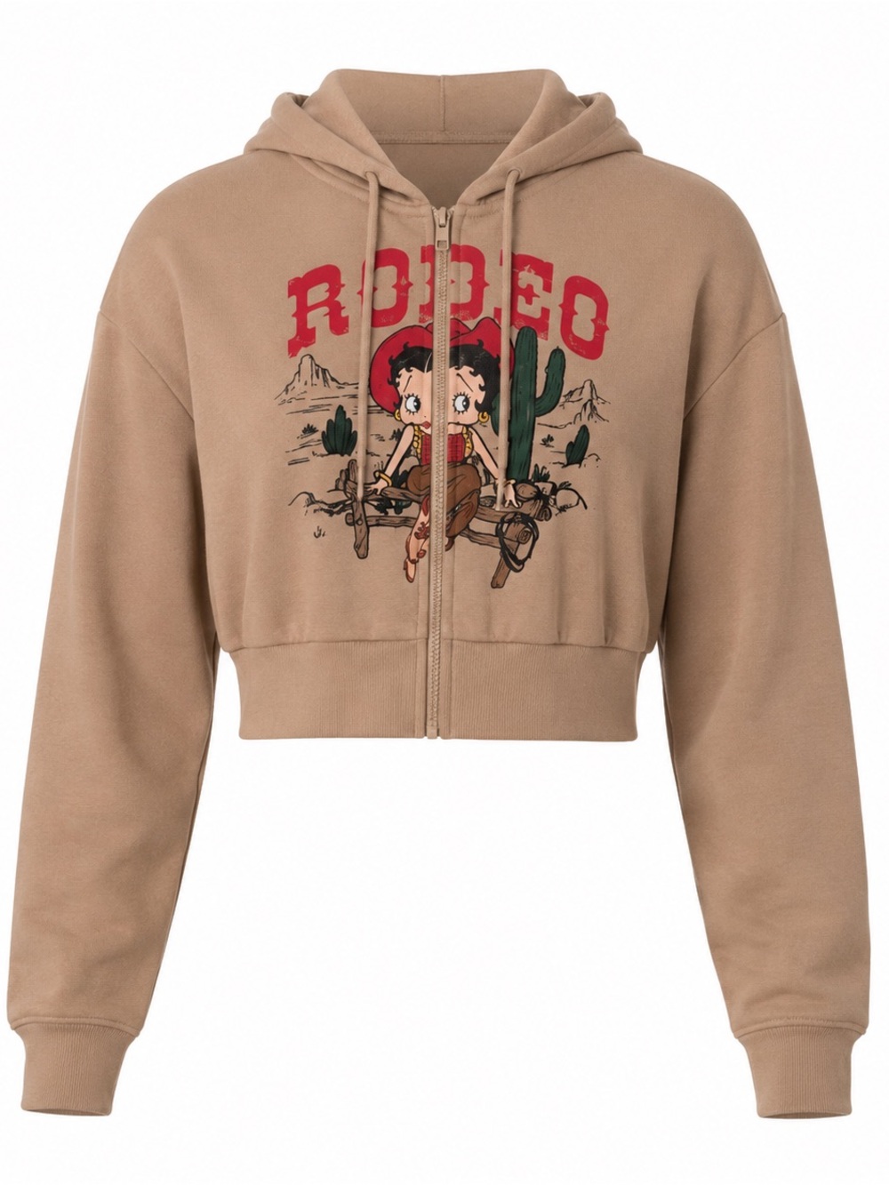 Betty Boop Rodeo Honky Tonk Honey Cropped Zip-Up Hoodie Size Small